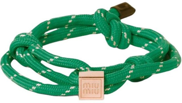 Miu Miu Armband, Leder, Nylon, Metall, Grün, Damen - Bild 1