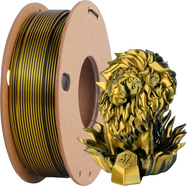 BING3D Seiden-PLA 3D-Drucker-Filament 1,75mm Zweifarbig Schwarz-Gold 250g für FDM-Drucker - Bild 1