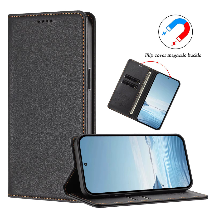 Luxuriöse magnetische Lederhülle als Flip-Brieftasche für Samsung Galaxy A91 A71 A51 A41 A31 A21s A21 A11 A01 A70s A70 A20s A20e A10e in Schwarz oder Braun - Bild 1