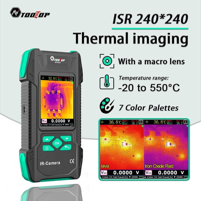 TOOLTOP ET34C Wärmebildkamera mit Makroobjektiv und 7 Farbpaletten für die HVAC-Rohrinspektion - Bild 1