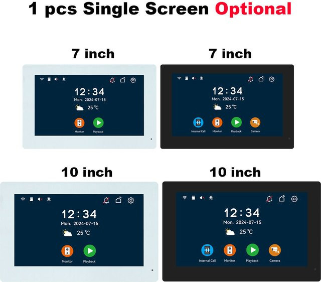 Tuya Smart Video-Gegensprechanlage 2-Draht-System in Schwarz mit optionalem 7 oder 10 Zoll LCD-Display - Bild 1