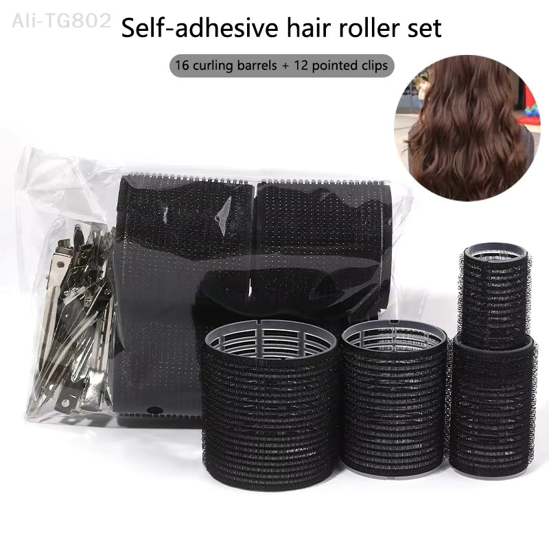 16-teiliges Set Selbsthaftende Lockenwickler mit Clips, Schwarz - Bild 2