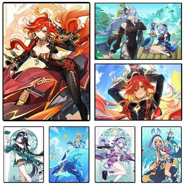 Kayou Genshin Impact Anime Leinwandbild Wanddekoration mit Mavuika Citlali Yumemizuki Hutao Motiv in Mehrfarbig - Bild 1