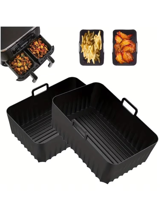 2 Stück Ninja Silikon-Backformen für DZ401, DZ550, DZ302 und Foodi Dual Air Fryer, schwarz, antihaftbeschichtet, rechteckig - Bild 5
