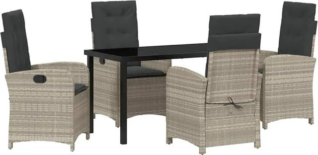 vidaXL Garten Essgruppe 5-teilig aus Poly-Rattan und Glas in Hellgrau-Anthrazit - Bild 1
