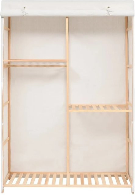 vidaXL Kleiderschrank aus Tannenholz mit 3 Ebenen und Kleiderstange in Weiß, B/T/H: 110 x 40 x 170 cm - Bild 1