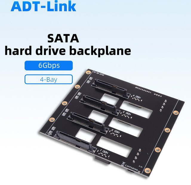 ADT-Link SATA-Erweiterungskarte mit 4 Festplattensteckplätzen für SSD und HDD, 6 Gbit/s, Schwarz - Bild 1