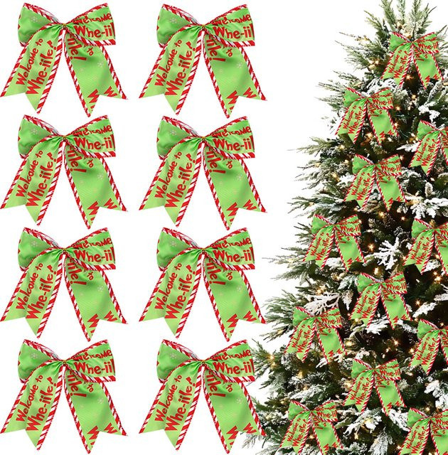 6 Stück ZQNYCY Weihnachtsschleifen aus Textil mit roten und grünen Tupfenmustern zur Dekoration für Weihnachtsbaum und Geschenkverpackungen - Bild 1
