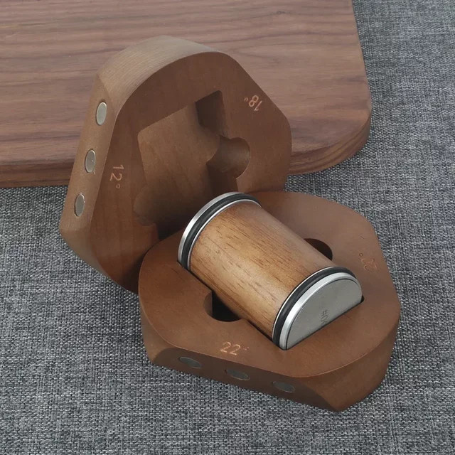 RSCHEF Rollender Messerschärfer mit Holzsockel in Braun, Küchenschleifsystem mit Diamantstein 240/1000 # - Bild 1