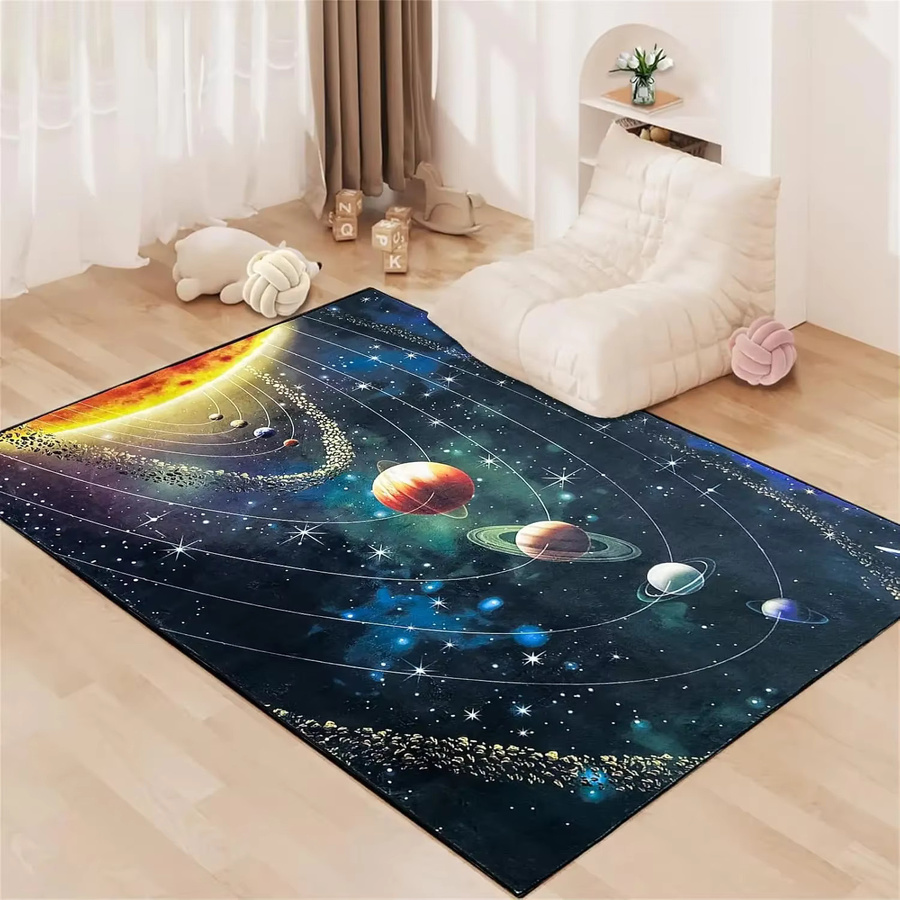 VIKAMA 3D Planet Universe Kristall Samt Teppich Dekorative Spielmatte für Kinderzimmer, Wohnzimmer und Schlafzimmer - Bild 3