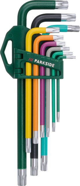 Parkside Präzisionswerkzeug- und Stiftschlüssel-Set mit 9-teiligem Torx-Schlüssel aus Stahl in Multicolor - Bild 1