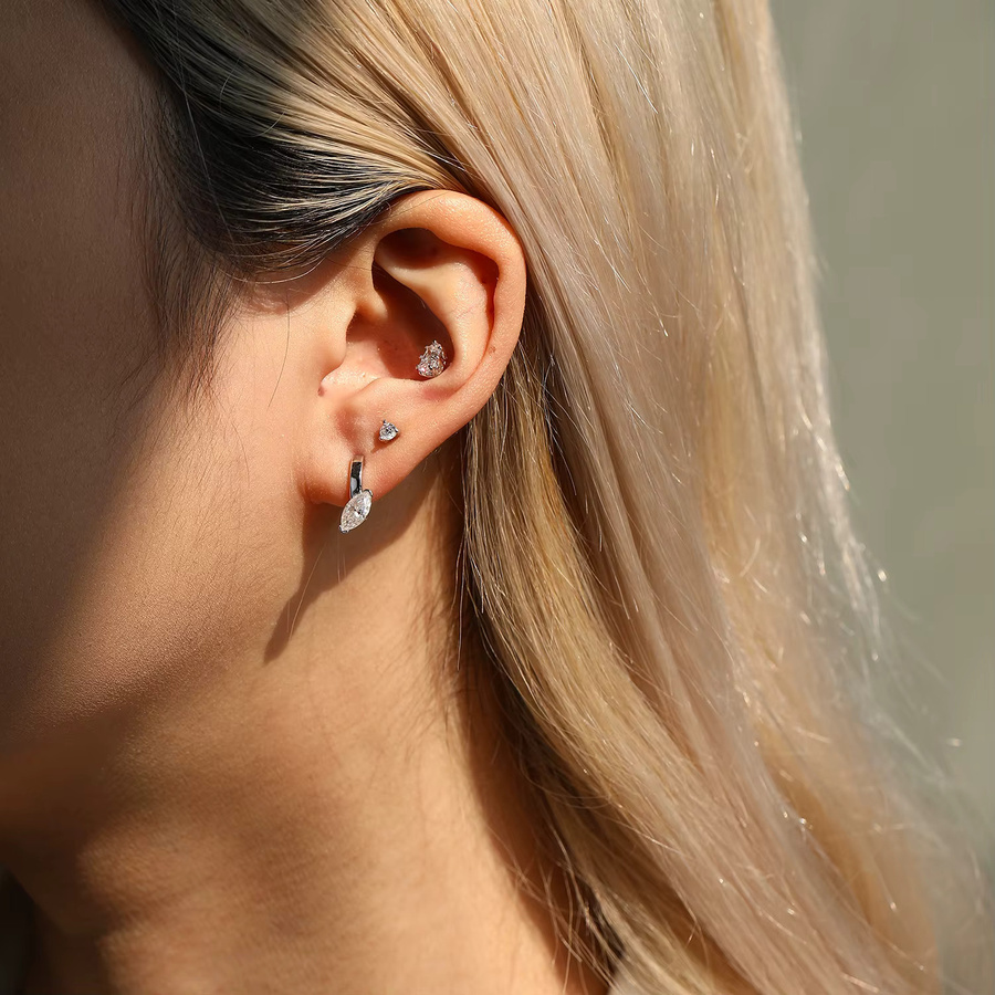 MODIAN Ohrclip, 925 Silber, Moissanite, Damen - Bild 3