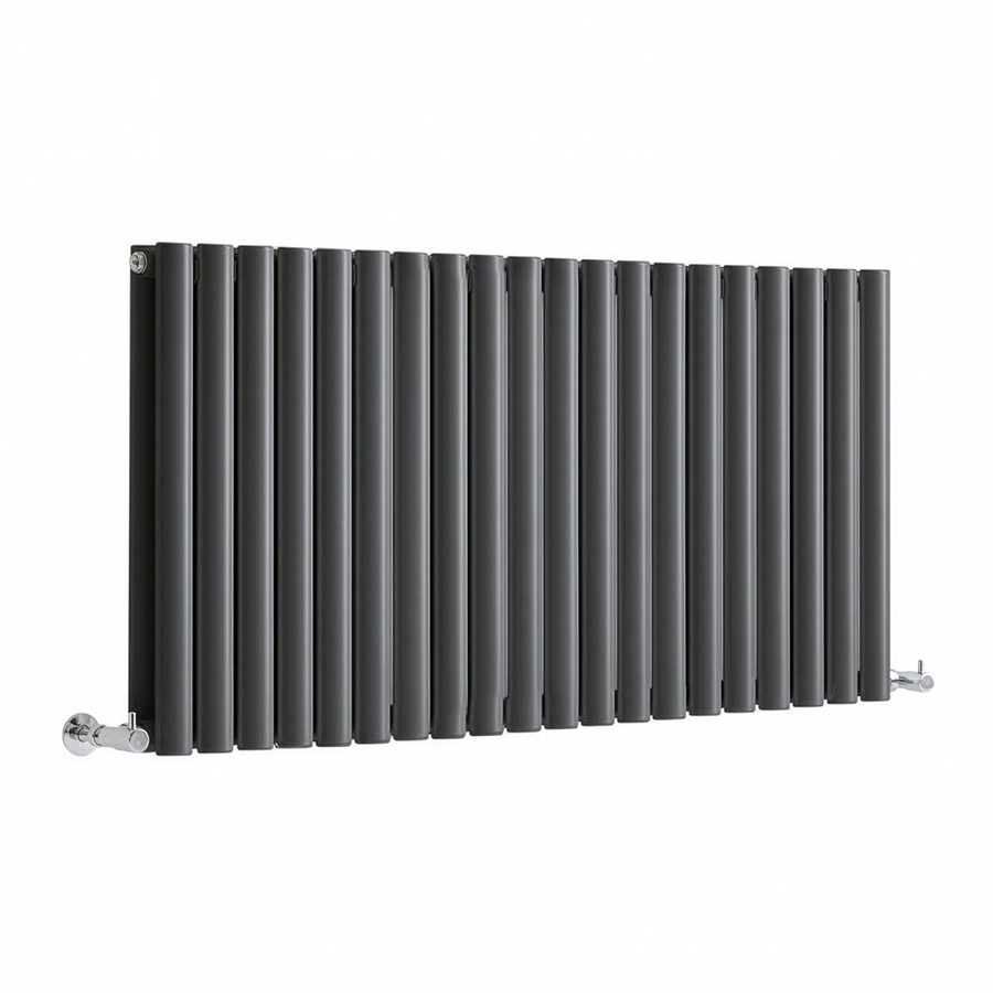 Sterling Quinn Design-Heizkörper doppellagig horizontal von Hudson Reed in Anthrazit, B: 118,0 cm, H: 59,5 cm, T: 1,38 cm - Bild 1