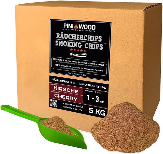 PINI Räucherchips Kirsche 5 kg Räucherspäne 1-3 mm - Bild 1