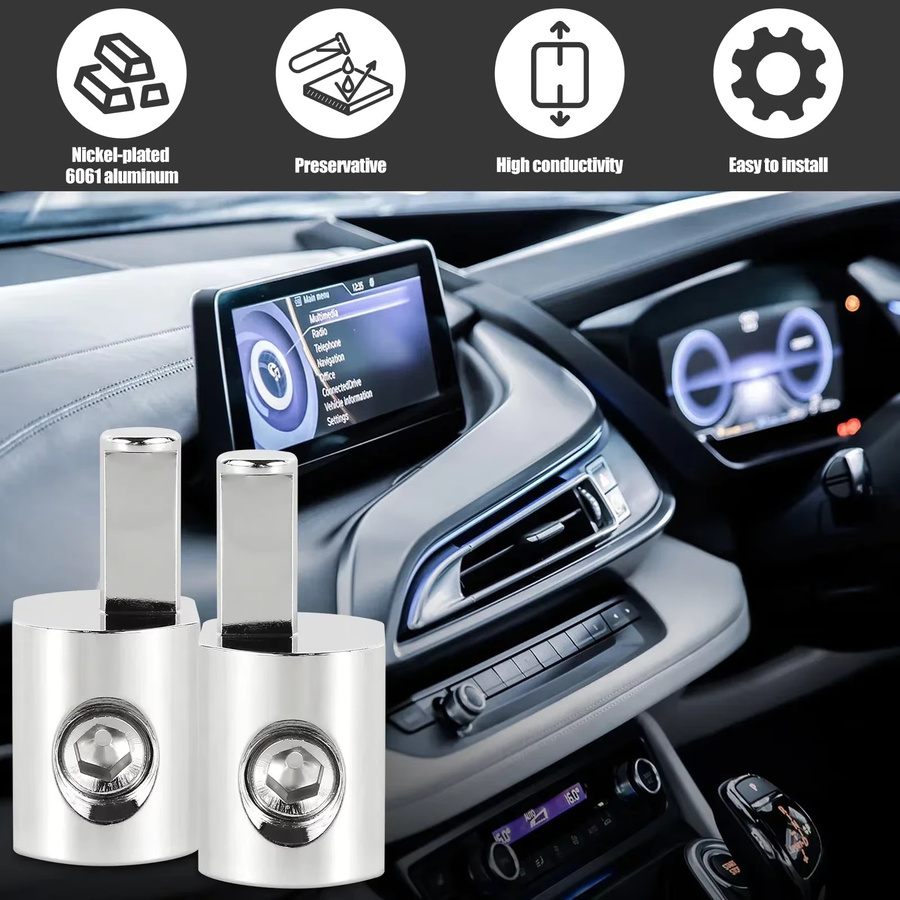 Everso 2er-Set Auto Audio Stromkabel-Adapter von 1/0 Gauge auf 0 Gauge aus reinem Kupfer in Silber - Bild 4