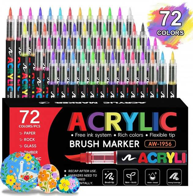 Acrylmarker Pinselstifte im Set für DIY Graffiti und Kunstgestaltung, Mehrfarbig - Bild 1