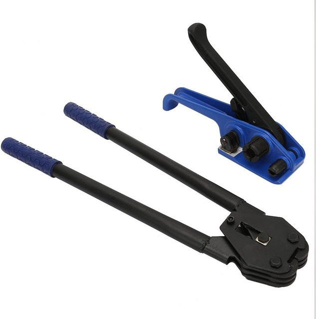 Manueller Stahlbandspanner mit Crimpzange von Koogeelife in Blau und Schwarz für Umreifungsband und Verpackung - Bild 1