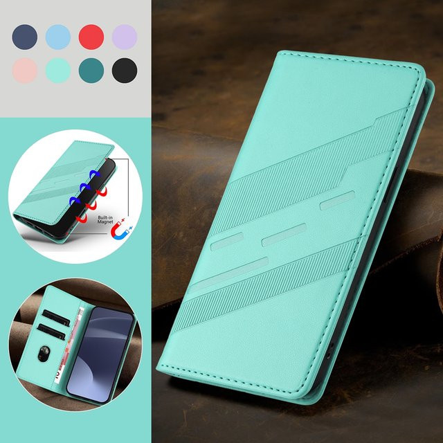 Retro-Flip-Leder-Brieftaschenhülle mit Kartenfächern für Google Pixel 5A 6A 7A 7 Pro 8 9 Pro XL 9A in Rot und Türkis - Bild 1