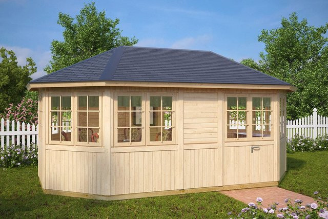 Hansagarten24 8-Eck-Gartenpavillon Albatros XL aus Holz in Braun, B/T: 5 x 3 m - Bild 1