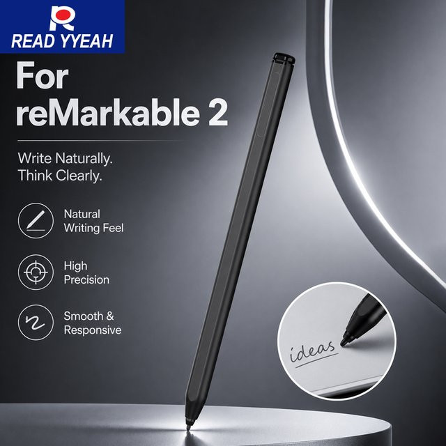 EMR Stylus-Stift von READYEAH mit Neigungsunterstützung für ReMarkable 1 2, Paper Pro, Kindle Scribe, BOOX und Samsung Tablets in Schwarz - Bild 1