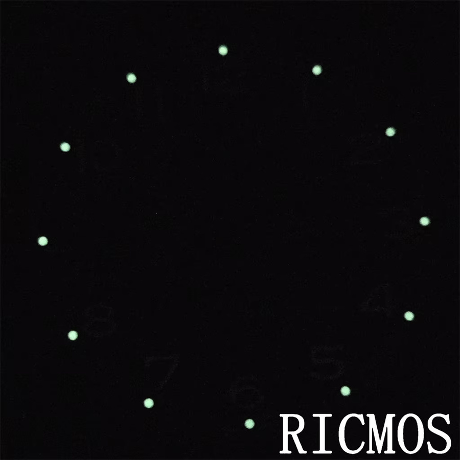 RICMOS Zifferblatt schwarz, grün leuchtend, 37 mm, für ETA6497 ST3600 - Bild 3