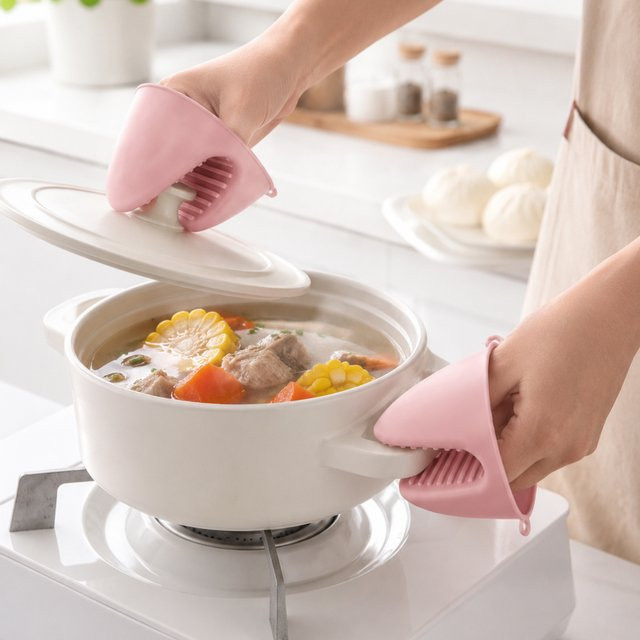 Meltset 2er-Set Silikon-Topflappen in Grau, hitzebeständige Topfhalter und rutschfeste Ofenhandschuhe für die Küche - Bild 1