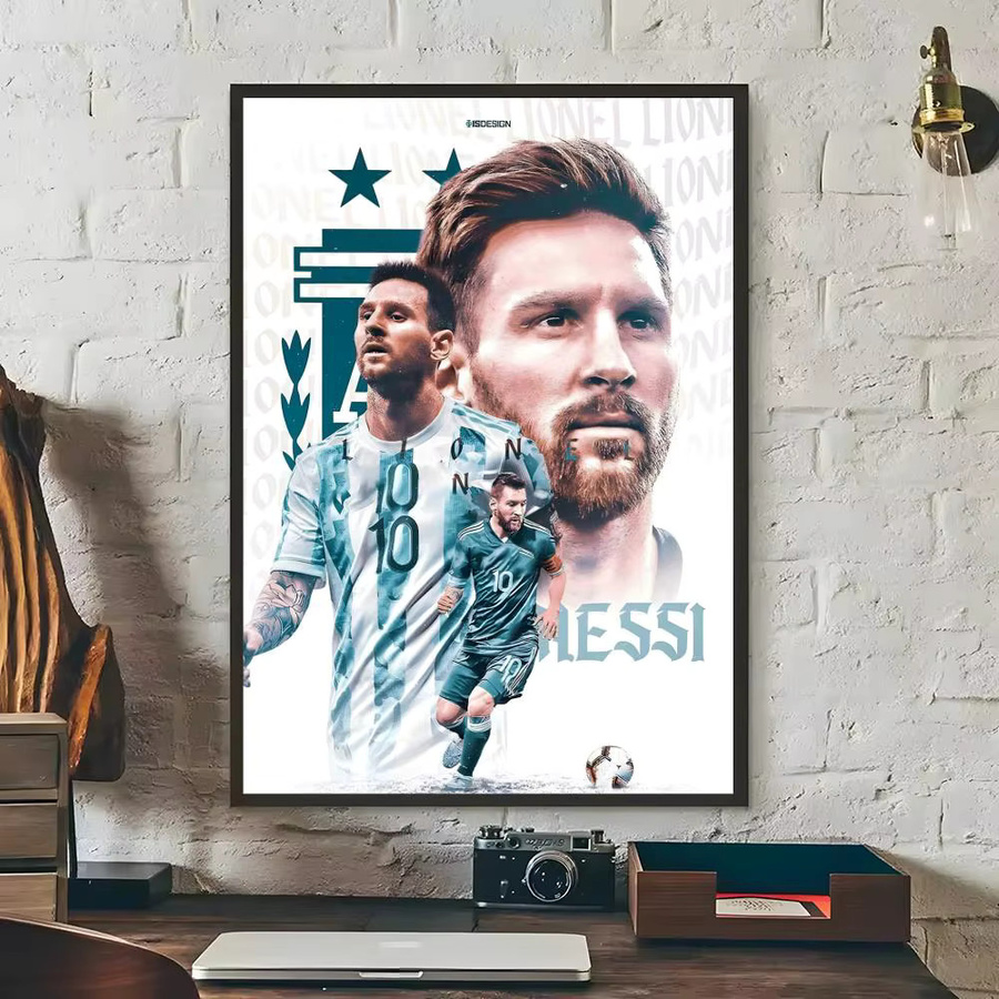 Wasserfester Wandaufkleber Lionel Messi Poster in Weiß und Multicolour, Rechteckiger Papieraufkleber zur Wanddekoration, B/H: 20 x 15 cm - Bild 5