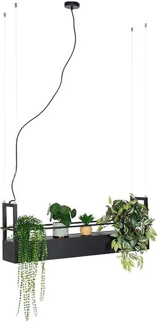 QAZQA Industrielle Hängelampe Schwarz 4-flammig aus Stahl mit GU10 Cage Rack und höhenverstellbarem Gestell - Bild 1