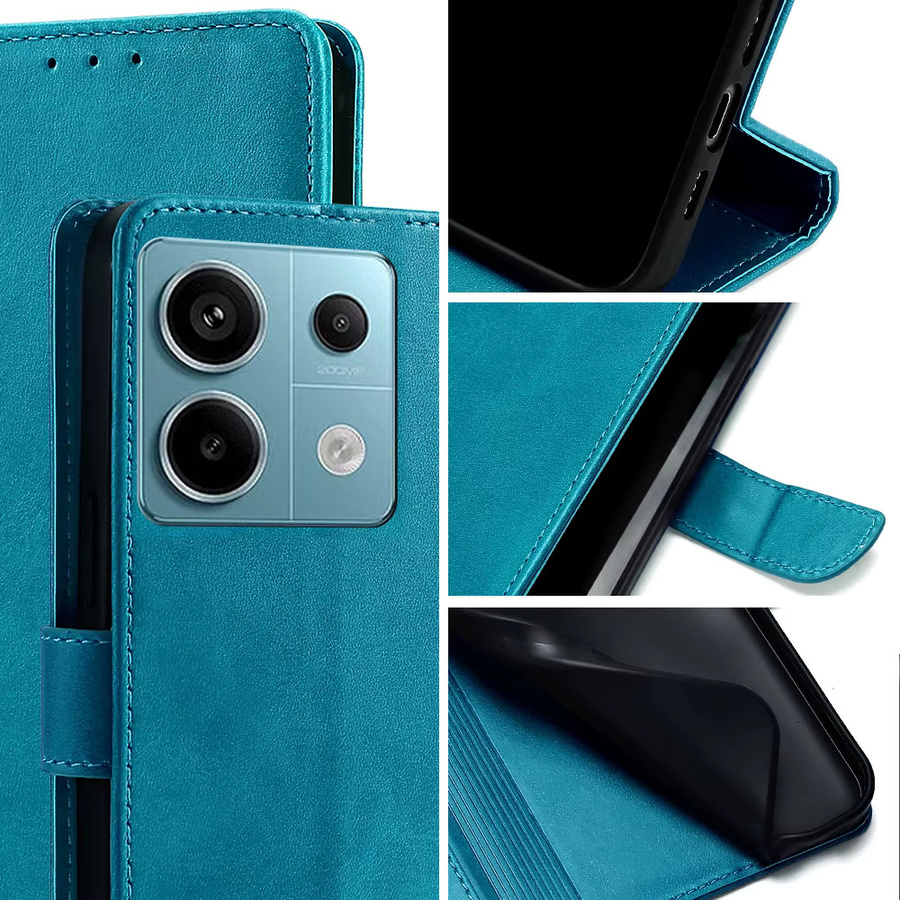 Xiaomi Poco X6 Pro Wallet Case aus Leder mit Magnetschnalle und Kartenfächern in Schwarz für 5G NFC Modelle - Bild 2