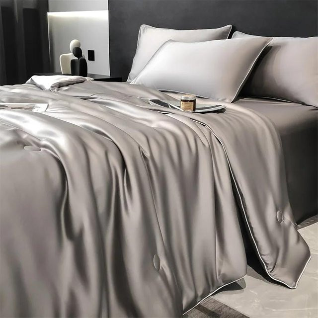 Sommerdecke aus 100 % Lyocell-Seide von Your Warm Home, eiskühlend und weich, Grau, B/H: 180 x 220 cm, 3er-Set - Bild 1