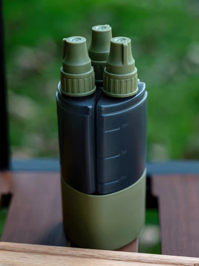 HOCOSHINE 3-in-1 Outdoor Camping Gewürzspender Flasche, grün, aus Kunststoff, auslaufsicher - Bild 1
