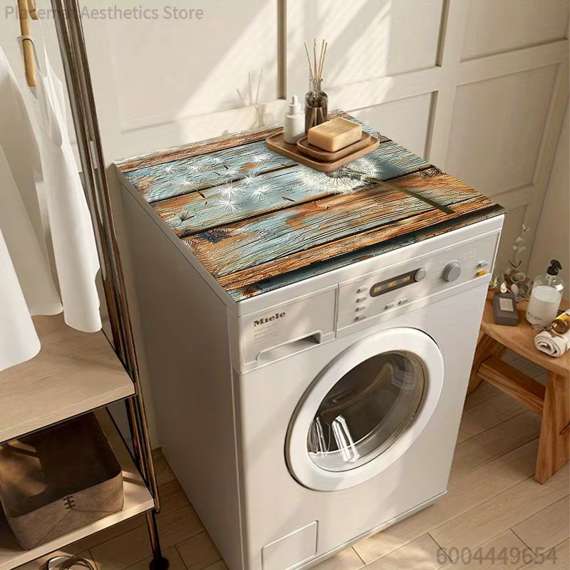 Rutschfeste Miele Waschmaschinen- und Trocknermatte mit Löwenzahn- und Holzmuster in Multicolour aus Polyester - Bild 3