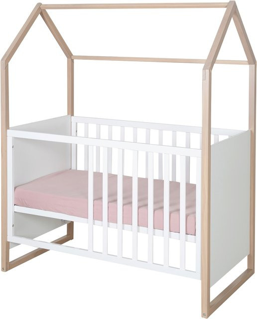 Roba Hausbett Cabane aus Massivholz in Weiss und Natur mit modernem Bicolor-Design, B/T/H: 120 x 60 x 153 cm - Bild 1
