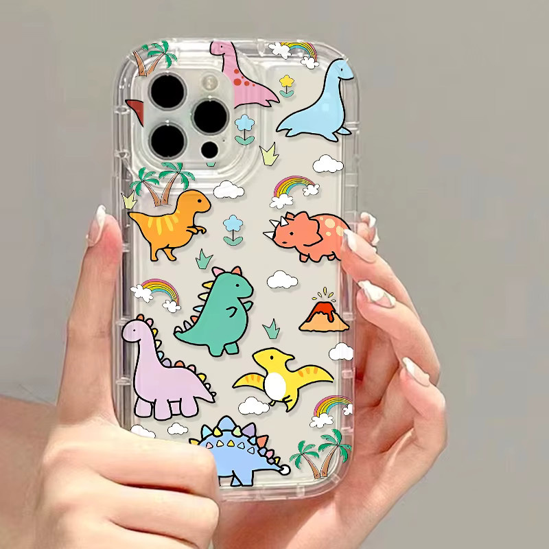 TUNEDEE Dinosaurier Handyhülle mit Airbag-Schutz für iPhone 11 bis iPhone 16 Pro Max in Cartoon-Design - Bild 2