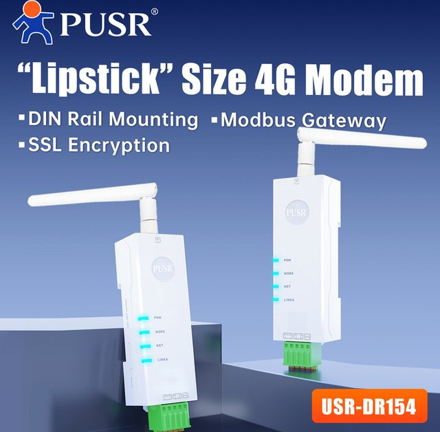 PUSR Industrielles 4G LTE Modem DR154 Weiß – Seriell-zu-Wireless RS485 zu 4G Konverter Modbus Gateway mit SIM-Karte (TCP/UDP/HTTP/MQTT/SSL) - Bild 1