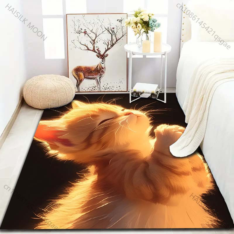 UQIDEHOME Motiv-Teppich Betende Katze, Maschinenwaschbarer Bodenmatten-Teppich aus Polyester für Wohnzimmer, Schlafzimmer oder Badezimmer, Mehrfarbig, B/T: 60 x 40 cm - Bild 3