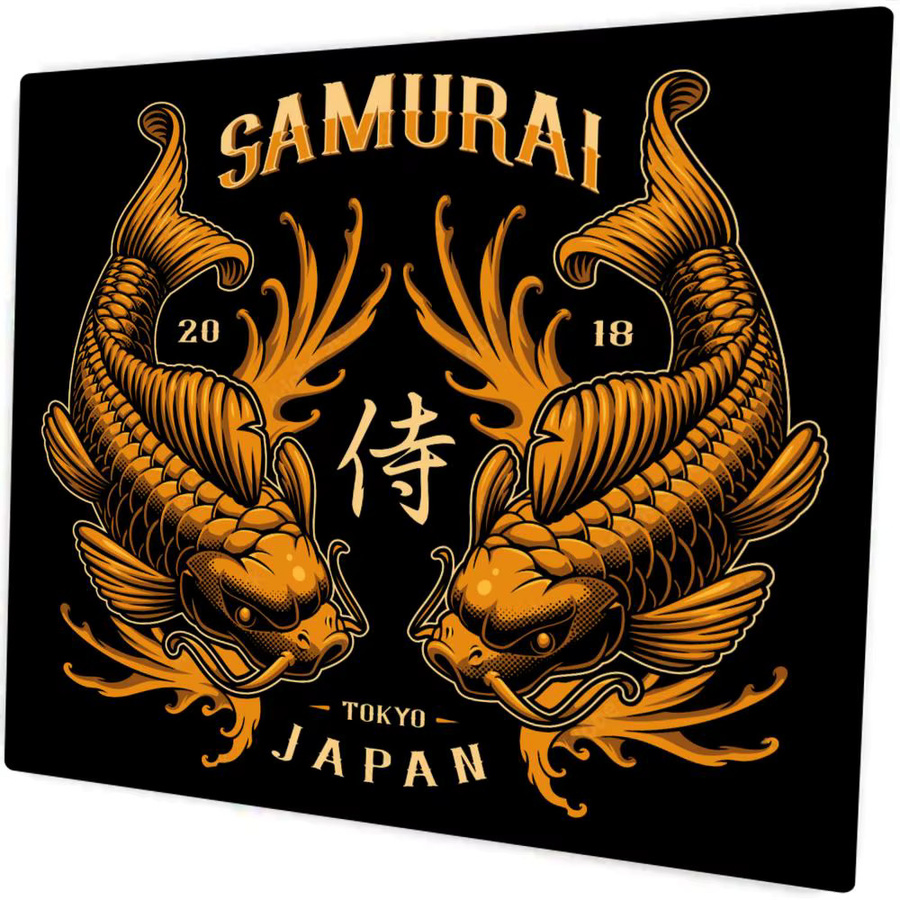 Mairuige Japan Samurai Mauspad, rutschfeste Gaming-Mauspad aus Gummi, Schwarz/Mehrfarbig - Bild 1