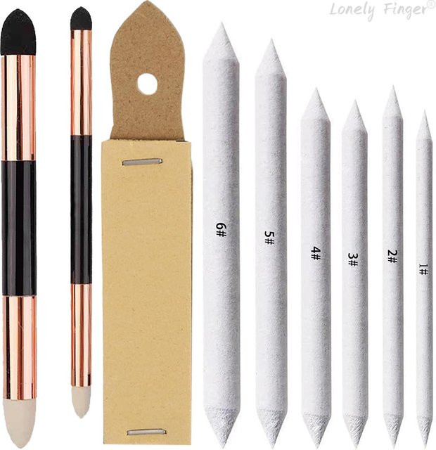 9-teiliges Set Lonely Finger Mischstifte zum Zeichnen und Verblenden für Künstler und Studenten inklusive Schwammstifte und Schleifpapierstifte - Bild 1