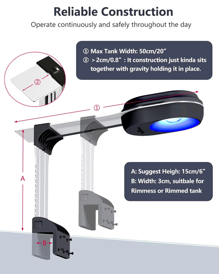 PopBloom RL60 WiFi Vollspektrum LED Salzwasser-Riffaquarium-Beleuchtung in Schwarz mit mobiler WiFi-Steuerung - Bild 3