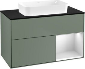V&B Waschtischunterschrank Finion mit Wandbeleuchtung, Farbe Weiß lackiert, Breite: 100 cm, Tiefe: 60,3 cm - Bild 1