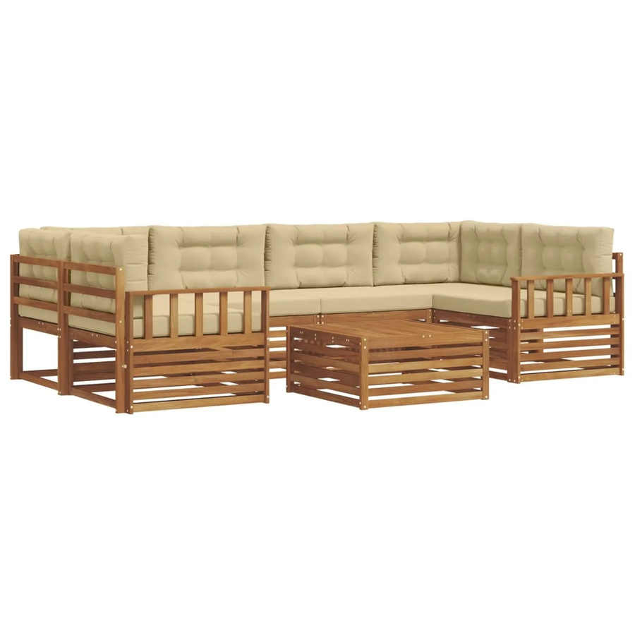vidaXL Outdoor-Sofagarnitur 8-teilig aus Akazienholz mit Kissen in Natur und Beige - Bild 2