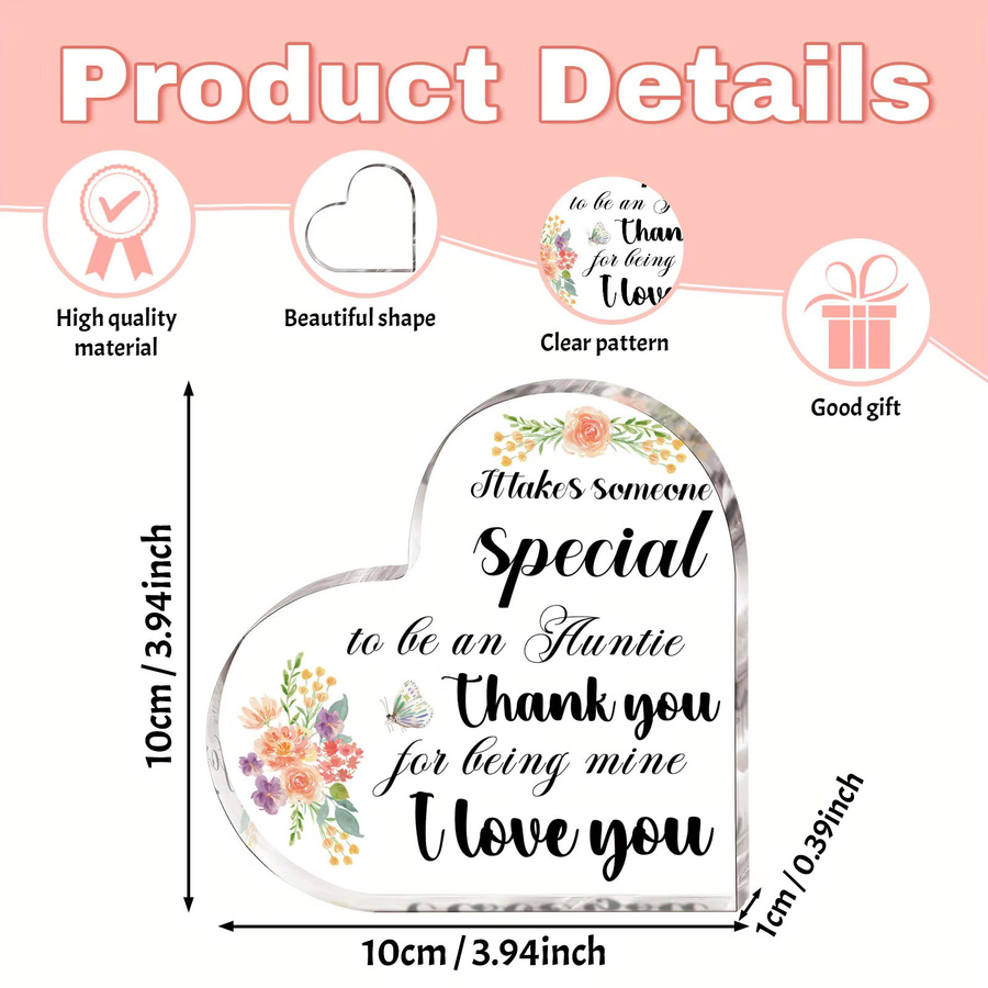 CIFBUY Acryl-Tischdekoration Ornament mit floralem Herz-Design in Transparent und Weiß - Bild 4
