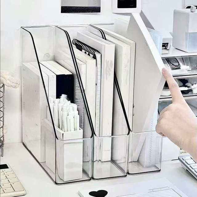 2er-Set Transparente Acryl-Aufbewahrungsboxen für den Schreibtisch, Mehrteiliger Aktenorganisator aus Kunststoff mit großer Kapazität - Bild 1
