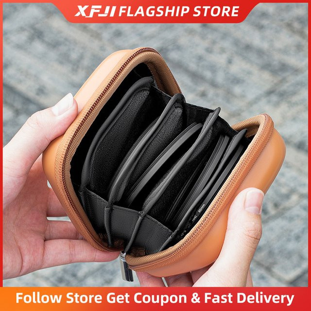 XFJI 5-Fächer-Hartschalen-Objektivfiltertasche in Braun für Filtergrößen von 45 mm bis 82 mm, wasserabweisende Kamerafiltertasche für deine Fotografie - Bild 1
