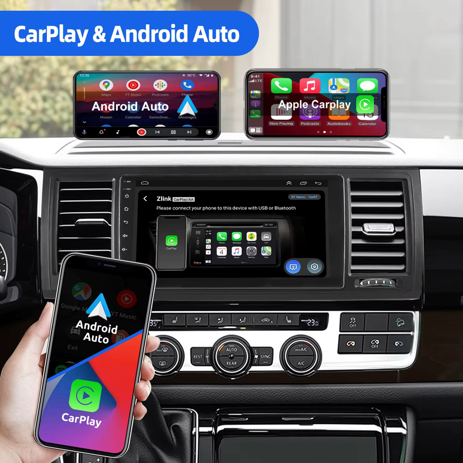ESSGOO Android 15 Autoradio mit 9 Zoll Touchscreen für VW T6 Transporter Multivan 2016-2019, Schwarz, Bluetooth, GPS, WIFI, Wireless CarPlay und Android Auto - Bild 5