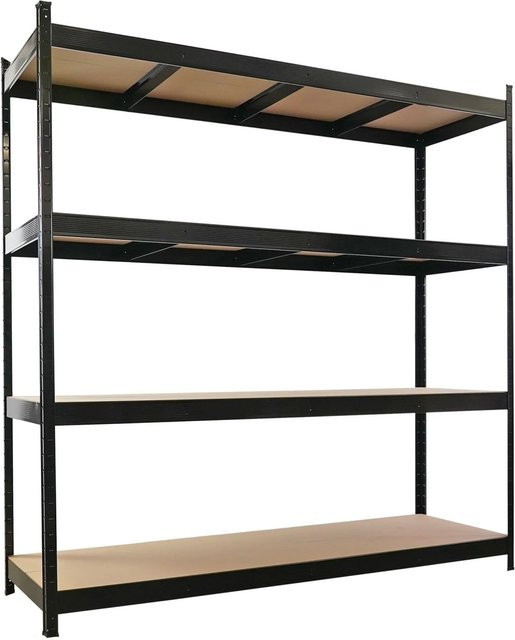 PROREGAL HERCULES Profi Schwerlastregal in Schwarz mit 4 MDF-Ebenen, B/T/H: 200 x 60 x 200 cm - Bild 1