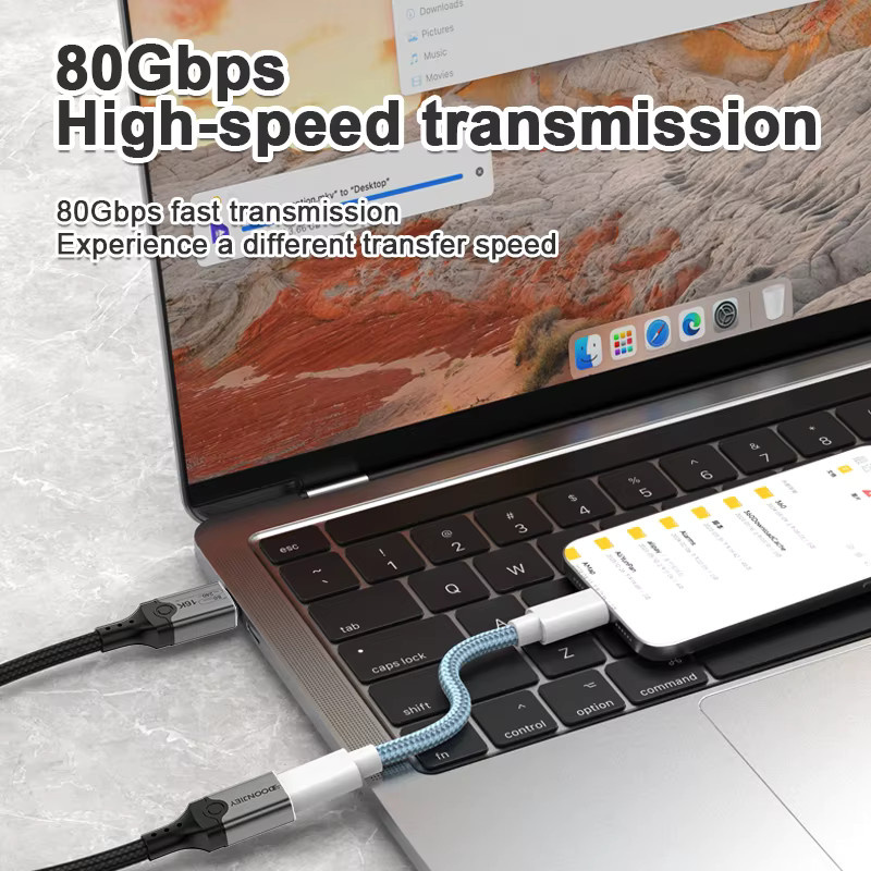 DOONJIEY USB5 Typ-C Verlängerungskabel Thunderbolt 5 mit 80Gbps und 240W Schnellladefunktion für iPhone 16, MacBook und iPad Pro - Bild 3