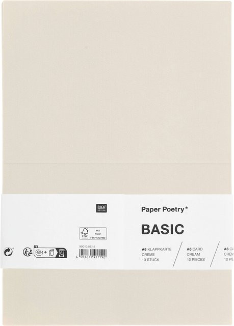Rico Design Paper Poetry Klappkarten Basic A6 in Creme, 10 Stück - Bild 1