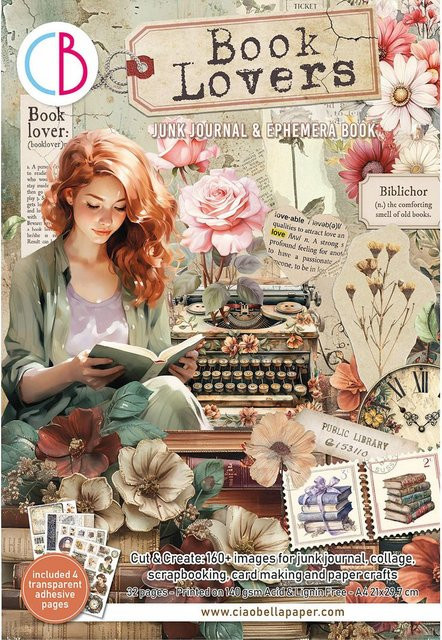 Ciao Bella Junk Journal & Ephemera Book Book Lovers in Multicolor, A4 - Bild 1