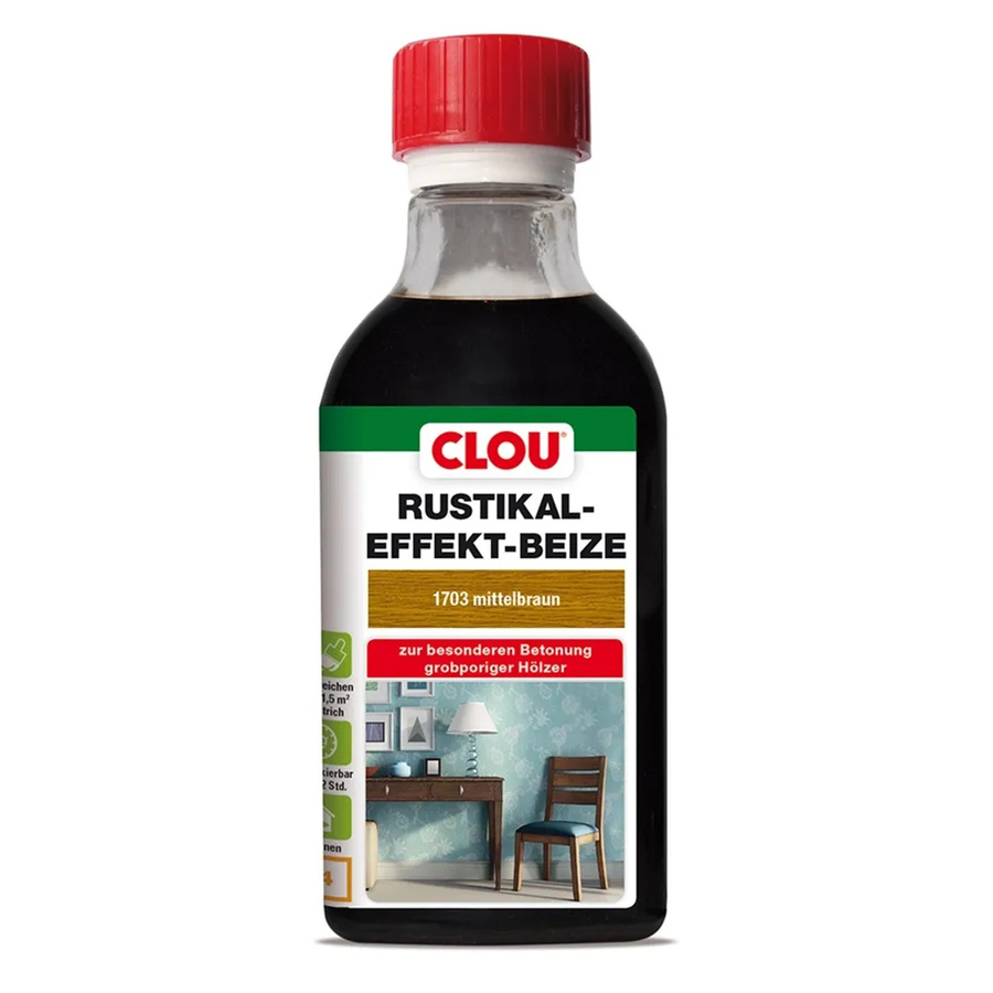 Clou Rustikaleffekt-Beize für Holz in Mittelbraun, 250 ml - Bild 2